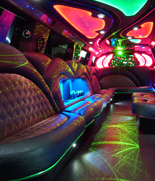 limousine with wet bars and cupholders