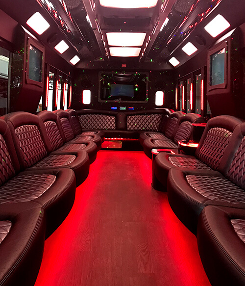 limo party bus with leather seats